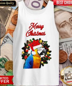 Funny Parrot Merry Christmas Tank Top - Design By Viewtees.com