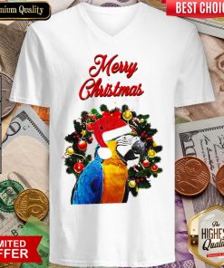 Funny Parrot Merry Christmas V-neck - Design By Viewtees.com