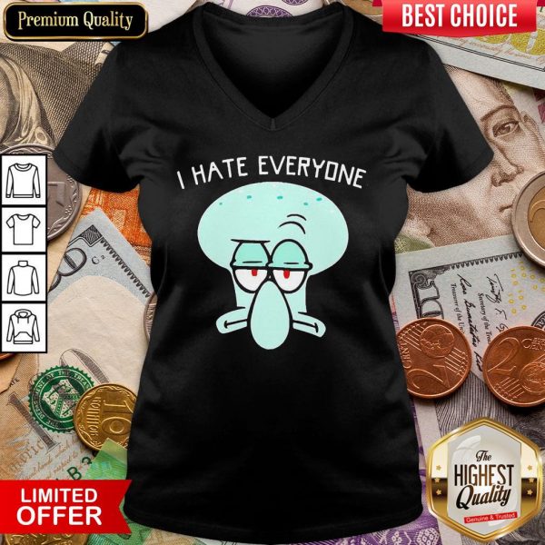 Funny Squidward Tentacles I Hate Everyone V-neck - Design By Viewtees.com
