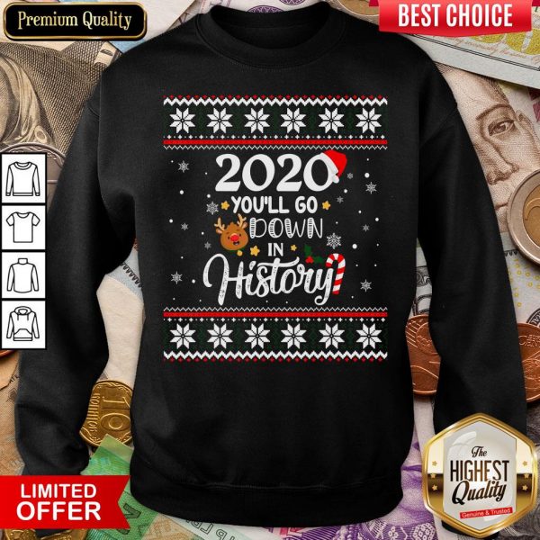 Good 2020 You’ll Go Down In History Funny Christmas Ugly Sweater Sweatshirt - Design By Viewtees.com