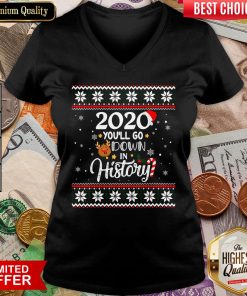 Good 2020 You’ll Go Down In History Funny Christmas Ugly Sweater V-neck - Design By Viewtees.com