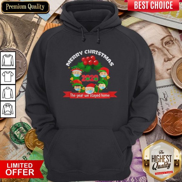 Good Merry Christmas 2020 The Year We Stayed Home Santa Face Mask Hoodie - Design By Viewtees.com