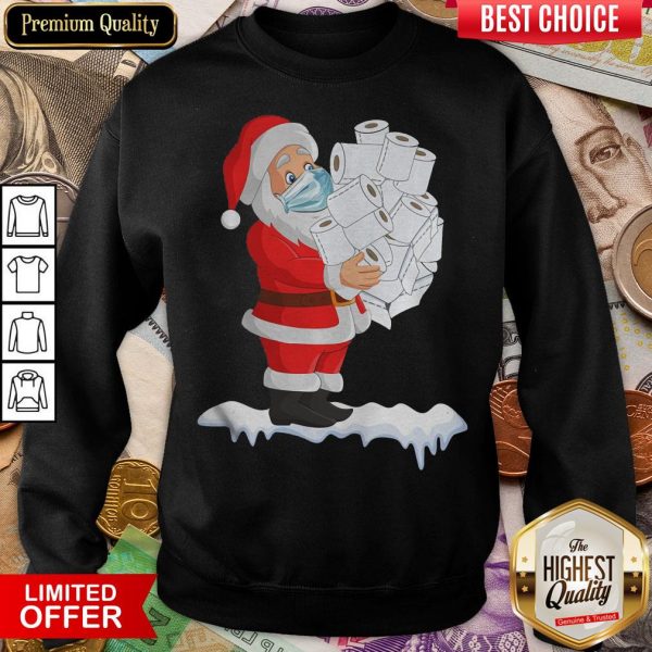 Good Santa Claus With Face Mask And Toilet Paper Gift Christmas 2020 Sweatshirt - Design By Viewtees.com