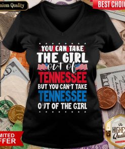Good You Can Take The Girl Out Of Tennessee American Flag Graphic V-neck - Design By Viewtees.com