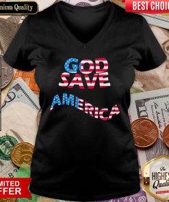 Happy God Save America Patriotic American Flag V-neck - Design By Viewtees.com