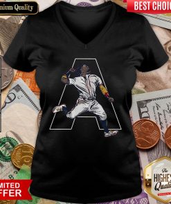 Happy Jump Acuña Atlanta Baseball V-neck - Design By Viewtees.com