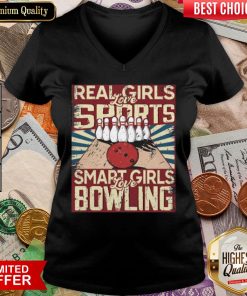 Happy Real Girls Love Sports Smart Girls Love Bowling V-neck - Design By Viewtees.com