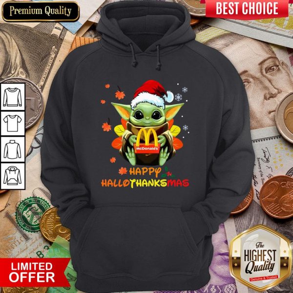 Hot Baby Yoda Hug McDonald’s Happy Hallothanksmas Hoodie - Design By Viewtees.com
