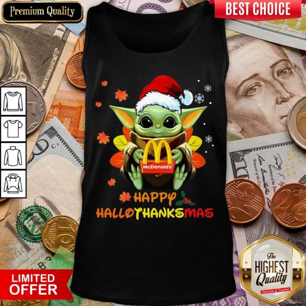 Hot Baby Yoda Hug McDonald’s Happy Hallothanksmas Tank Top - Design By Viewtees.com