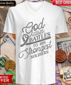 Hot Gods Strongest Soldiers Lung Cancer Awareness V-neck - Design By Viewtees.com