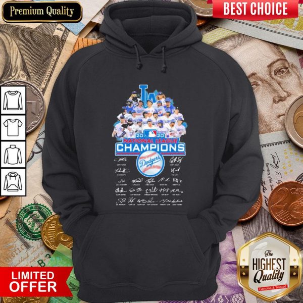 Hot Los Angeles Dodgers 2020 National League Champions Signatures Hoodie - Design By Viewtees.com