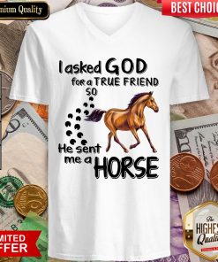 I Asked God For A True Friend So He Sent Me A Horse V-neck