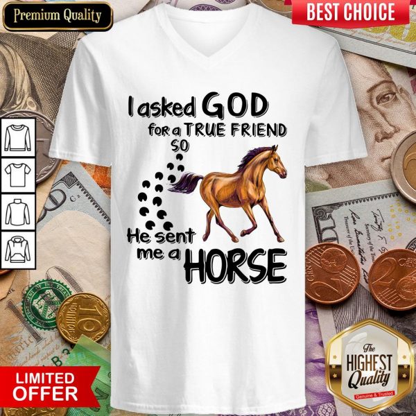 I Asked God For A True Friend So He Sent Me A Horse V-neck