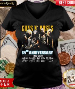 Nice Guns N’ Roses 35th Anniversary 1985 2020 Signatures V-neck - Design By Viewtees.com