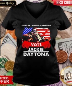 Nice Regular Human Bartender Vote Jackie Daytona V-neck - Design By Viewtees.com