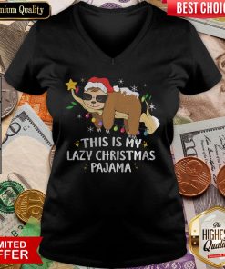 Nice This Is My Lazy Christmas Pajama Sloth Sleeping V-neck - Design By Viewtees.com