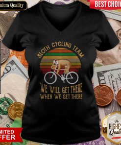 Sloth Cycling Team We Will Get There When We Get There Vintage V-neck