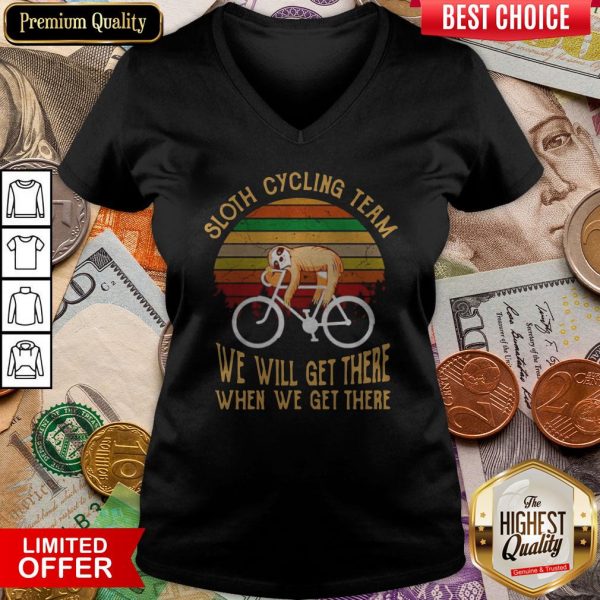 Sloth Cycling Team We Will Get There When We Get There Vintage V-neck