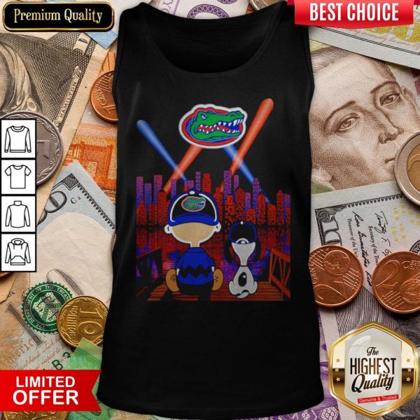 Snoopy And Charlie Brown Watching Florida Gators By Night Tank Top