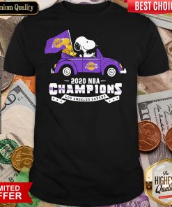 Snoopy And Woodstock Driving Los Angeles Lakers Car 2020 NBA Champions Shirt