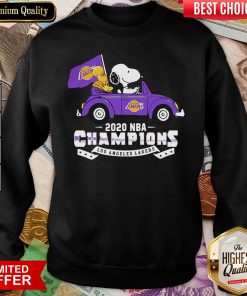 Snoopy And Woodstock Driving Los Angeles Lakers Car 2020 NBA Champions Sweatshirt