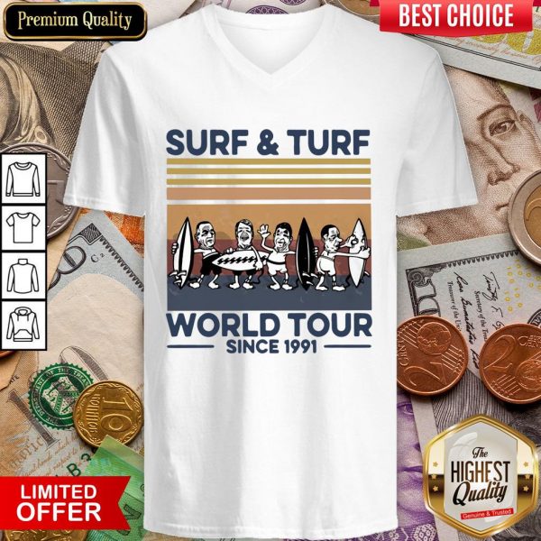 Surf And Turf World Tour Since 1991 Vintage Retro V-neck