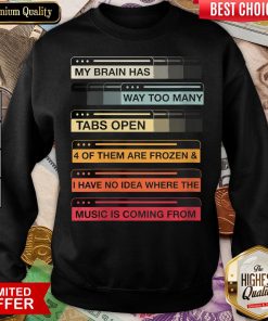 Top Womens My Brain Has Way Too Many Tabs Open 4 Music Is Coming From Sweatshirt - Design By Viewtees.com