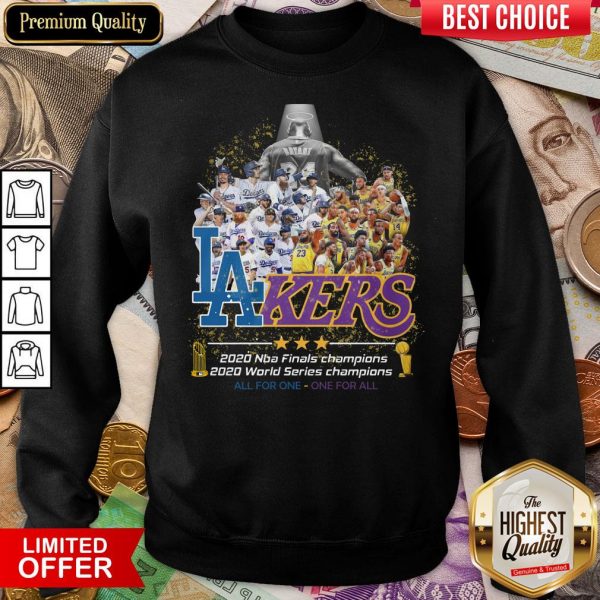 Top Kobe Bryant Los Angeles Lakers Dodgers 2020 Nba Finals Champions All For One – One For All Sweatshirt - Design By Viewtees.com
