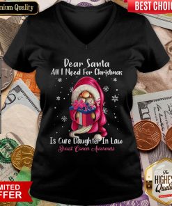 Top Dear Santa All I Need For Christmas Is Cure Daughter In Law Breast Cancer Awareness V-neck - Design By Viewtees.com