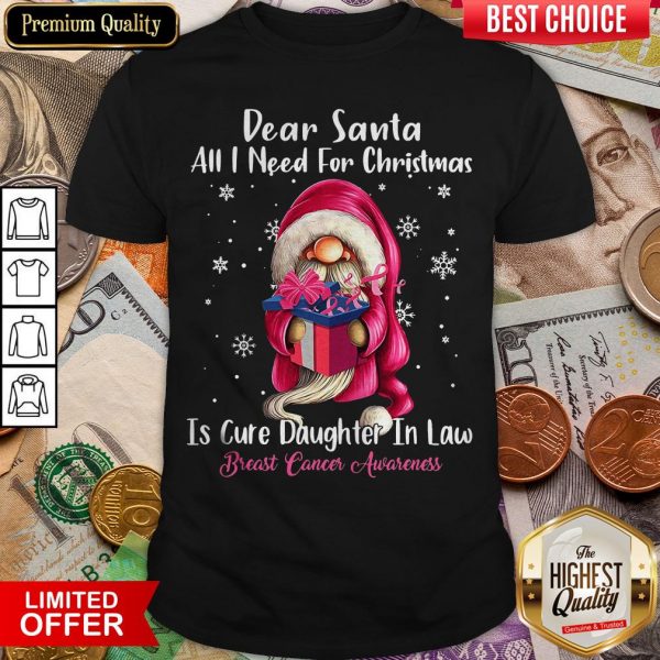 Top Dear Santa All I Need For Christmas Is Cure Daughter In Law Breast Cancer Awareness Shirt - Design By Viewtees.com