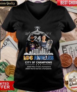 Top Kobe Bryant Los Angeles Lakers City Of Champions 2020 Nba Final Champions 2020 World Series Champions Signatures V-neck - Design By Viewtees.com