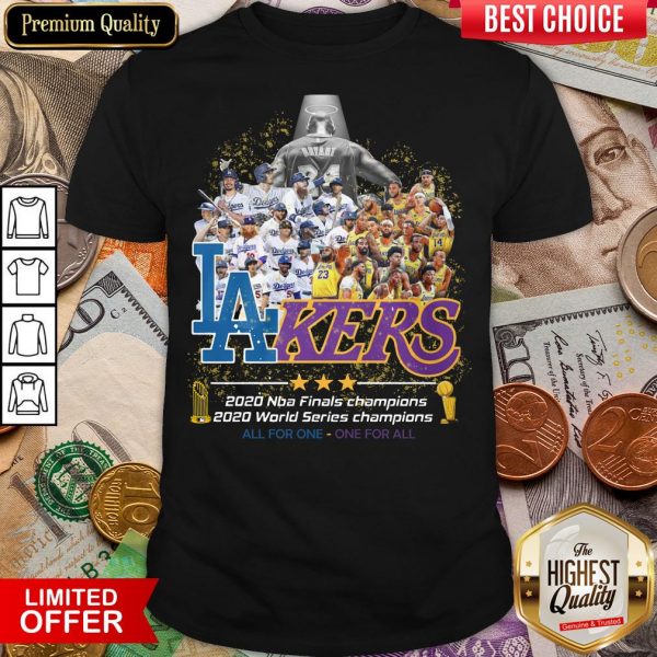 Top Kobe Bryant Los Angeles Lakers Dodgers 2020 Nba Finals Champions All For One – One For All Shirt - Design By Viewtees.com