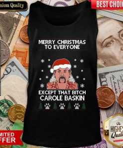 Merry Christmas To Everyone Except That Bitch Carole Baskin Ugly Christmas Tank Top - Design By Viewtees.com