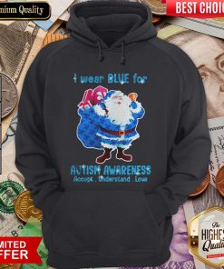 Top Merry Christmas Santa I Wear Blue For Autism Awareness Accept Understand Love Hoodie - Design By Viewtees.com