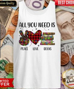 All You Need Is A Peace Love Books Merry Christmas Light Tank Top - Design By Viewtees.com