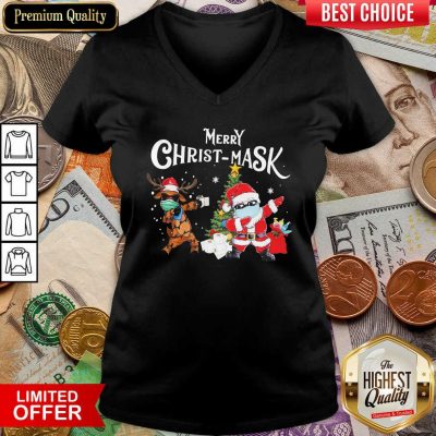 Merry Christmask Santa Clause Reindeer Wear Mask Toilet Paper V-neck - Design By Viewtees.com
