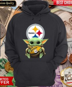 Funny Baby Yoda Hugging Pittsburgh Steelers Hoodie - Design By Viewtees.com