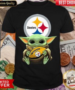 Funny Baby Yoda Hugging Pittsburgh Steelers Shirt - Design By Viewtees.com