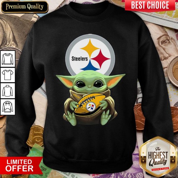 Funny Baby Yoda Hugging Pittsburgh Steelers Sweatshirt - Design By Viewtees.com