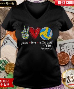 Funny Peace Love Volleyball 58 V-neck - Design By Viewtees.com