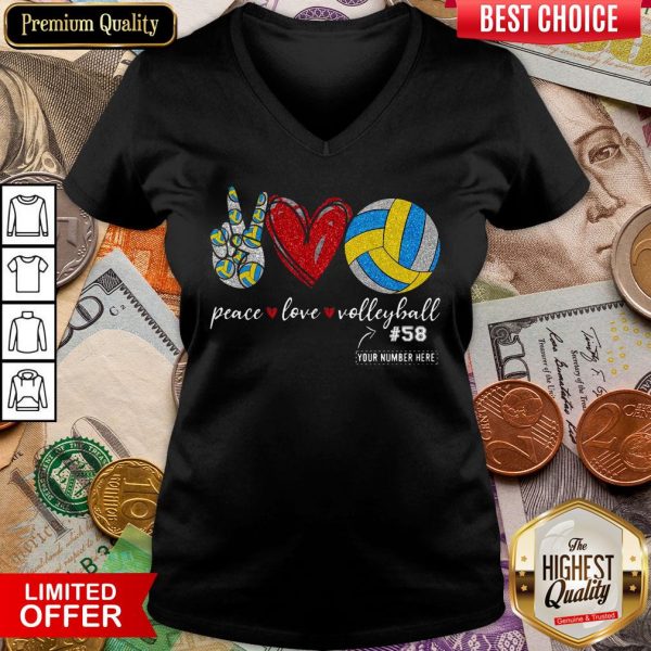 Funny Peace Love Volleyball 58 V-neck - Design By Viewtees.com