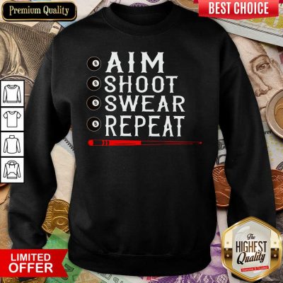 Aim Shoot Swear Repeat Billiards Christmas Sweatshirt - Design By Viewtees.com 