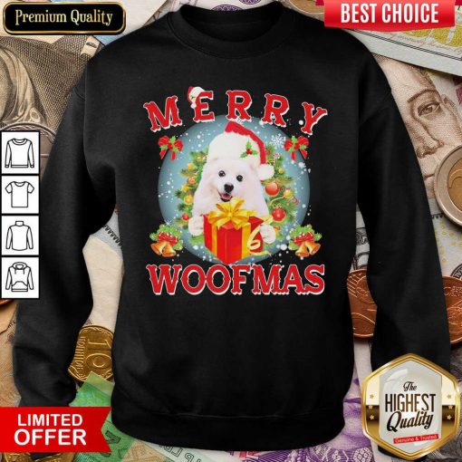 American Eskimo Dog Santa Merry Woofmas Christmas Sweatshirt - Design By Viewtees.com