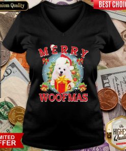 American Eskimo Dog Santa Merry Woofmas Christmas V-neck - Design By Viewtees.com