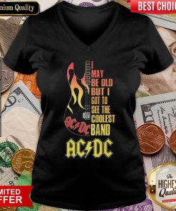 Good I May Be Old But I Got To See The Coolest Band Acdc Guitar V-neck - Design By Viewtees.com