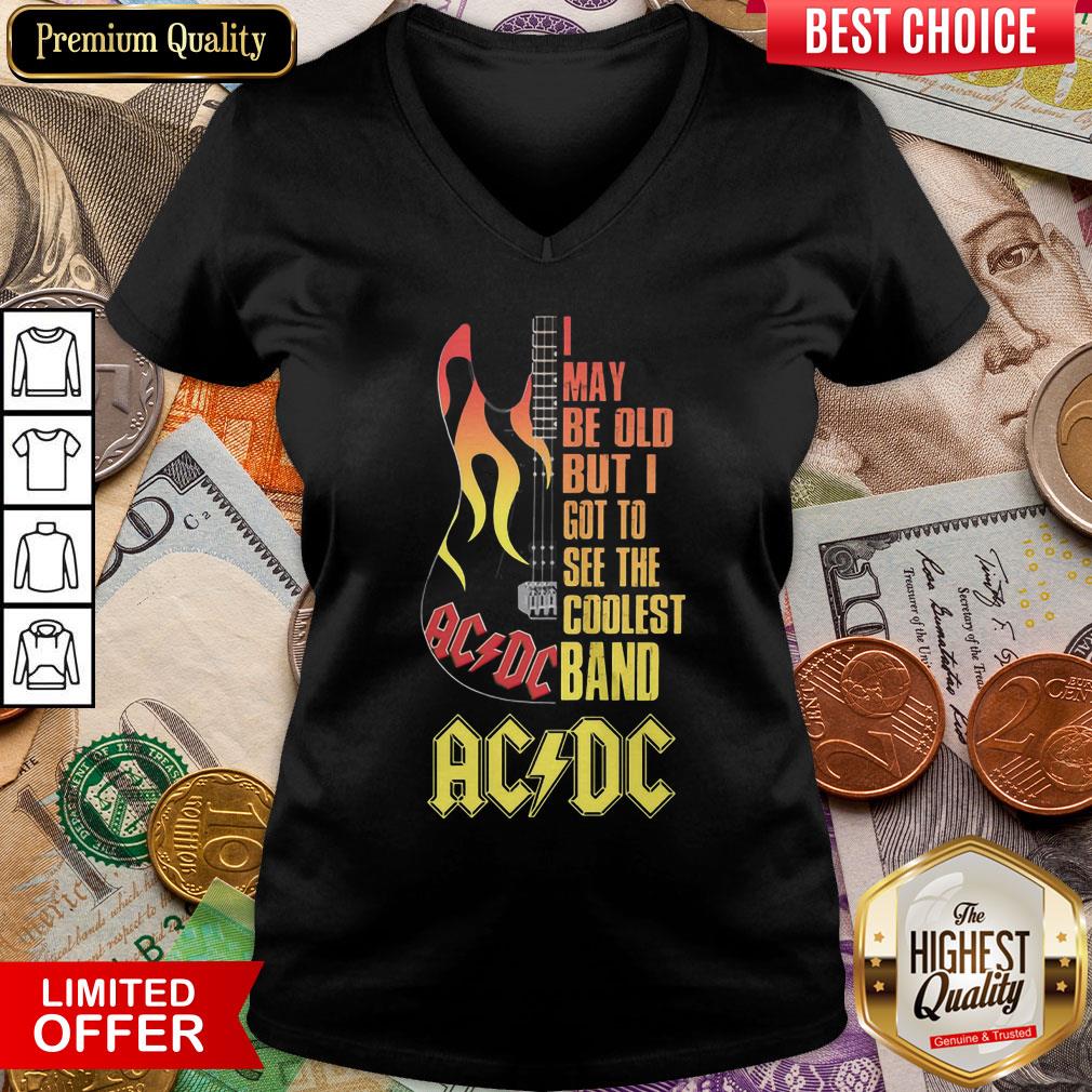 Good I May Be Old But I Got To See The Coolest Band Acdc Guitar V-neck - Design By Viewtees.com