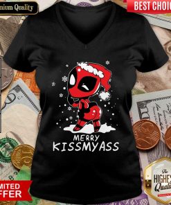 Santa Deadpool Merry Kiss My Ass Christmas V-neck - Design By Viewtees.com