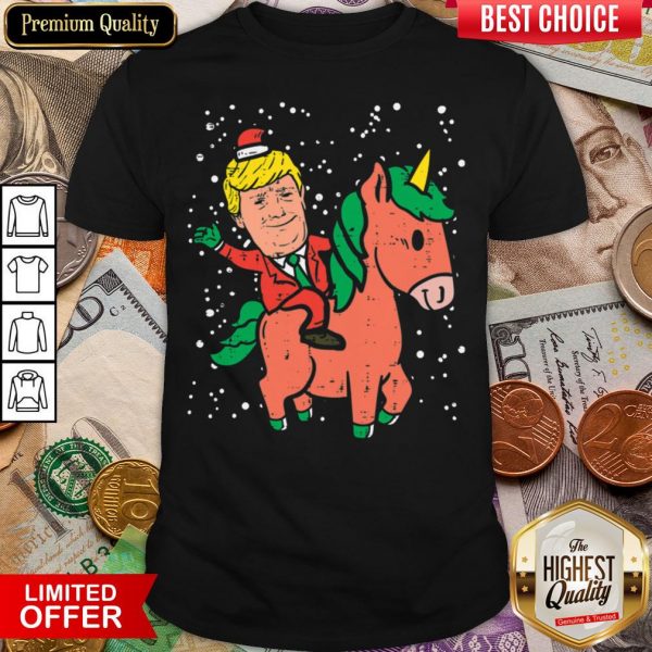 Good Santa Trump Riding Unicorn Funny Christmas Xmas Shirt - Design By Viewtees.com