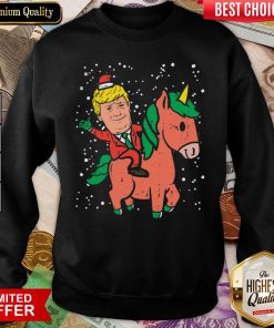Good Santa Trump Riding Unicorn Funny Christmas Xmas Hoodie - Design By Viewtees.com