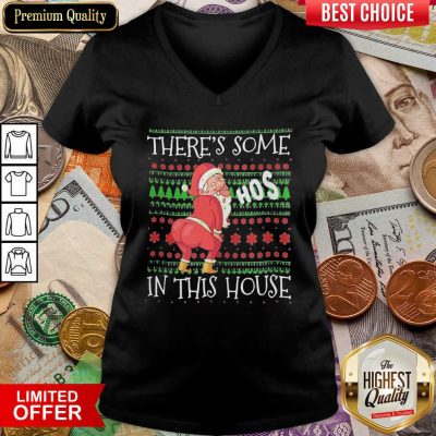 There’s Some Hos In This House Ugly Christmas V-neck - Design By Viewtees.com